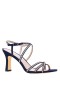 Women Nina Shoes Sandals | Anna New Navy Satin With Crystals Mid-heel Strappy Sandals