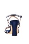 Women Nina Shoes Sandals | Anna New Navy Satin With Crystals Mid-heel Strappy Sandals