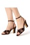 Women Nina Shoes Sandals | Ashley Chocolate Satin Block-heel Sandals With Twist-front And Ankle Strap