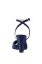 Women Nina Shoes Sandals | Ashley New Navy Satin Block-heel Sandals With Twist-front And Ankle Strap