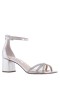 Women Nina Shoes Sandals | Brooke Silver Metallic Foil Block-heel Sandals With Ankle-straps And Crystal Bands