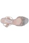Women Nina Shoes Sandals | Flora Steel Textured Metallic Demi-wedge Sandals With Ankle-strap