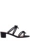 Women Nina Shoes Sandals | Gaby Black Satin With Bows On A Block-heel Slide