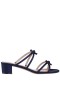 Women Nina Shoes Sandals | Gaby New Navy Satin With Bows On A Block-heel Slide
