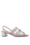Women Nina Shoes Sandals | Gladys Platino Textured Metallic Strappy Sandals On A Low-block Heel
