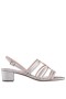 Women Nina Shoes Sandals | Gladys Platino Textured Metallic Strappy Sandals On A Low-block Heel