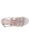 Women Nina Shoes Sandals | Gladys Platino Textured Metallic Strappy Sandals On A Low-block Heel