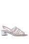 Women Nina Shoes Sandals | Gladys Silver Textured Metallic Strappy Sandals On A Low-block-heel