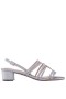Women Nina Shoes Sandals | Gladys Silver Textured Metallic Strappy Sandals On A Low-block-heel