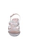 Women Nina Shoes Sandals | Gladys Silver Textured Metallic Strappy Sandals On A Low-block-heel