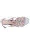 Women Nina Shoes Sandals | Gladys Silver Textured Metallic Strappy Sandals On A Low-block-heel