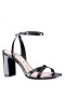 Women Nina Shoes Sandals | Hilda Black Patent Leatherette Block-heel Sandal With Ankle-strap