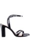 Women Nina Shoes Sandals | Hilda Black Patent Leatherette Block-heel Sandal With Ankle-strap