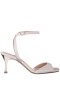 Women Nina Shoes Sandals | Laurena Nude Textured Metallic Mid-heel Sandals With Ankle-strap