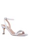 Women Nina Shoes Sandals | Leidy White Satin Sandals With Rhinestone Embellishment And Ankle-strap