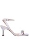 Women Nina Shoes Sandals | Leidy White Satin Sandals With Rhinestone Embellishment And Ankle-strap