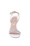 Women Nina Shoes Sandals | Leidy White Satin Sandals With Rhinestone Embellishment And Ankle-strap