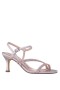 Women Nina Shoes Sandals | Lizelle Icy Pink Textured Metallic Foil Mid-heel Sandals With Pink Crystal Bands