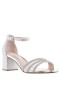Women Nina Shoes Sandals | Nagida Silver Metallic Textured Block-heel Sandal