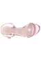 Women Nina Shoes Sandals | Neryssa Icy Pink Metallic Foil With Pink Crystal Band Kitten-heel Sandals With Ankle-strap