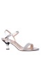 Women Nina Shoes Sandals | Neryssa Silver Metallic Foil With Clear Crystal Band Mid-heel Sandals With Ankle-strap