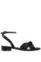 Women Nina Shoes Sandals | Sulma Black Satin Block-heel Flat Sandals With Ankle-strap