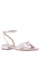 Women Nina Shoes Sandals | Sulma Ivory Satin Block-heel Flat Sandals With Ankle-strap