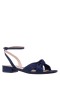 Women Nina Shoes Sandals | Sulma New Navy Satin Block-heel Flat Sandals With Ankle-strap