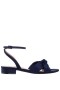 Women Nina Shoes Sandals | Sulma New Navy Satin Block-heel Flat Sandals With Ankle-strap