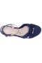 Women Nina Shoes Sandals | Sulma New Navy Satin Block-heel Flat Sandals With Ankle-strap