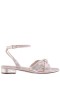 Women Nina Shoes Sandals | Sulma Platino Metallic Suedette Block-heel Flat Sandals With Ankle-strap