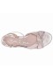 Women Nina Shoes Sandals | Sulma Platino Metallic Suedette Block-heel Flat Sandals With Ankle-strap