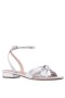 Women Nina Shoes Sandals | Sulma Silver Metallic Suedette Block-heel Flat Sandals With Ankle-strap