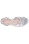 Women Nina Shoes Sandals | Sulma Silver Metallic Suedette Block-heel Flat Sandals With Ankle-strap