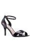 Women Nina Shoes Sandals | Venus Black Patent Leatherette High-heel Sandals With Ankle-strap