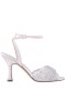 Women Nina Shoes Sandals | Vida Ivory Satin With Mesh And Faceted Crystals High-heel Sandals With Ankle-strap