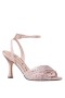 Women Nina Shoes Sandals | Vida Pearl Rose Satin With Mesh And Faceted Crystals High-heel Sandals With Ankle-strap
