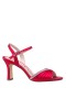 Women Nina Shoes Satin Shop | Agnes Red Satin With Crystals Mid-heel Sandals With Ankle-strap
