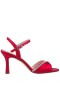 Women Nina Shoes Satin Shop | Agnes Red Satin With Crystals Mid-heel Sandals With Ankle-strap