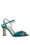 Women Nina Shoes Satin Shop | Agnes Spruce Satin With Crystals Mid-heel Sandals With Ankle-strap