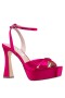 Women Nina Shoes Satin Shop | Angie Parfait Pink Ultra-high Platform Sandal With Sculpted Heel