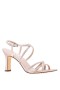 Women Nina Shoes Satin Shop | Anna Pearl Rose Satin With Crystals Mid-heel Strappy Sandals