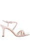 Women Nina Shoes Satin Shop | Anna Pearl Rose Satin With Crystals Mid-heel Strappy Sandals