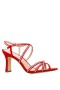 Women Nina Shoes Satin Shop | Anna Red Satin With Crystals Mid-heel Strappy Sandals