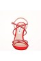 Women Nina Shoes Satin Shop | Anna Red Satin With Crystals Mid-heel Strappy Sandals