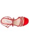 Women Nina Shoes Satin Shop | Anna Red Satin With Crystals Mid-heel Strappy Sandals