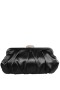 Women Nina Shoes Satin Shop | Concord Black Pleated Frame Clutch With Crystal Clasp
