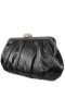 Women Nina Shoes Satin Shop | Concord Black Pleated Frame Clutch With Crystal Clasp