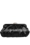 Women Nina Shoes Satin Shop | Concord Black Pleated Frame Clutch With Crystal Clasp