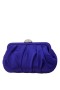 Women Nina Shoes Satin Shop | Concord Midnight Plum Pleated Frame Clutch With Crystal Clasp